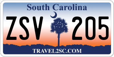 SC license plate ZSV205