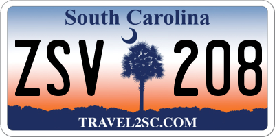 SC license plate ZSV208