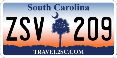 SC license plate ZSV209