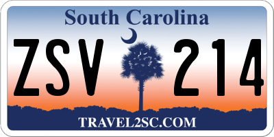 SC license plate ZSV214