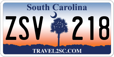 SC license plate ZSV218