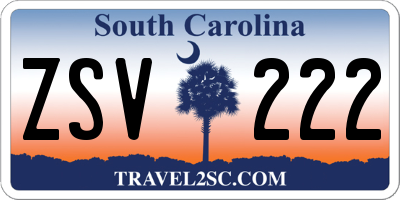 SC license plate ZSV222