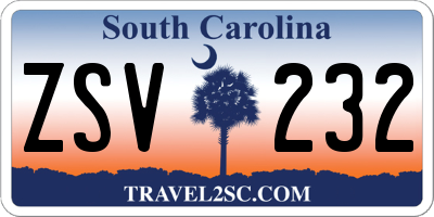 SC license plate ZSV232