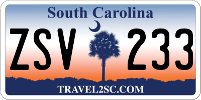 SC license plate ZSV233