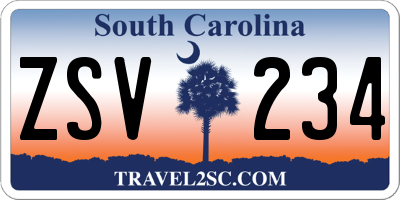 SC license plate ZSV234