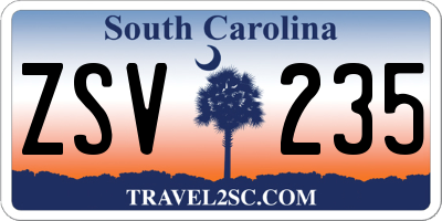 SC license plate ZSV235