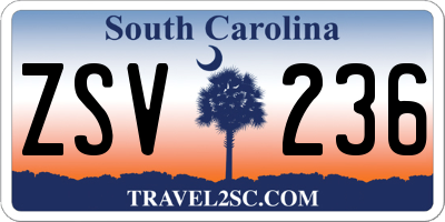 SC license plate ZSV236