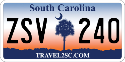 SC license plate ZSV240