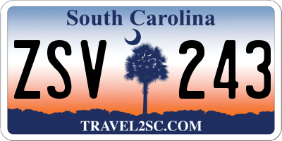 SC license plate ZSV243