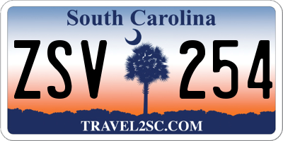 SC license plate ZSV254