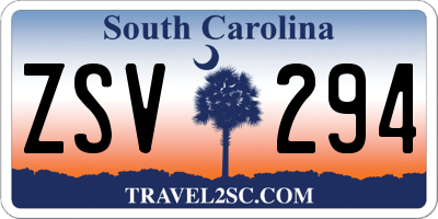 SC license plate ZSV294