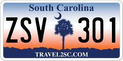 SC license plate ZSV301