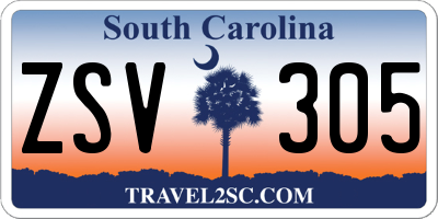 SC license plate ZSV305