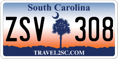 SC license plate ZSV308