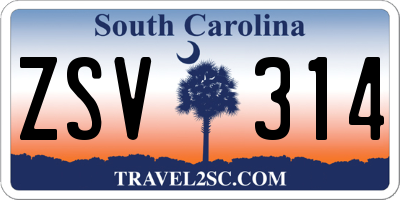 SC license plate ZSV314