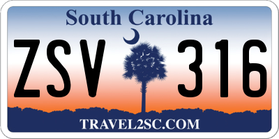 SC license plate ZSV316