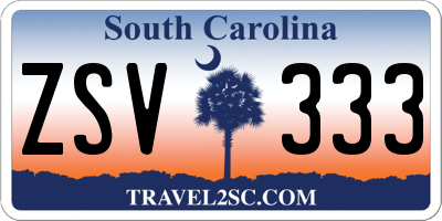 SC license plate ZSV333