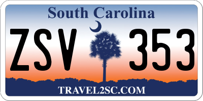 SC license plate ZSV353