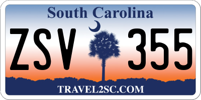 SC license plate ZSV355