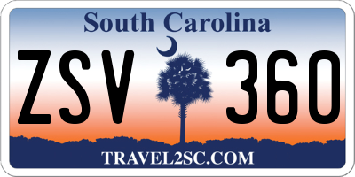 SC license plate ZSV360