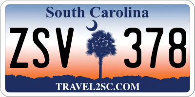 SC license plate ZSV378