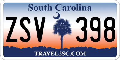 SC license plate ZSV398