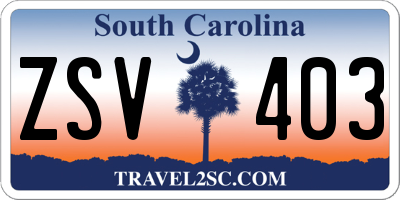 SC license plate ZSV403