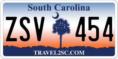 SC license plate ZSV454