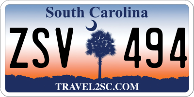 SC license plate ZSV494