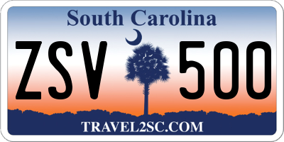 SC license plate ZSV500