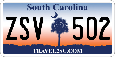 SC license plate ZSV502