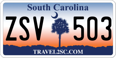 SC license plate ZSV503