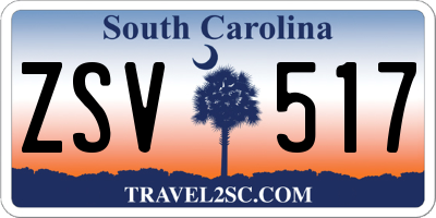 SC license plate ZSV517
