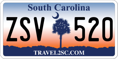 SC license plate ZSV520