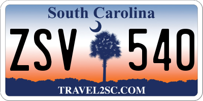 SC license plate ZSV540