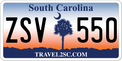 SC license plate ZSV550