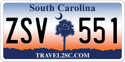 SC license plate ZSV551