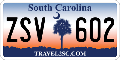 SC license plate ZSV602