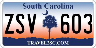 SC license plate ZSV603