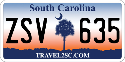 SC license plate ZSV635
