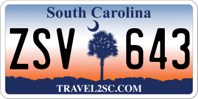 SC license plate ZSV643