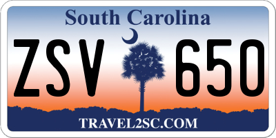 SC license plate ZSV650
