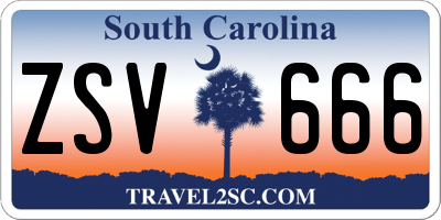 SC license plate ZSV666