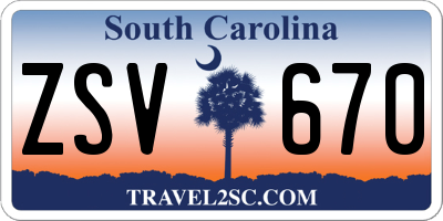 SC license plate ZSV670
