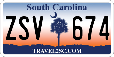 SC license plate ZSV674
