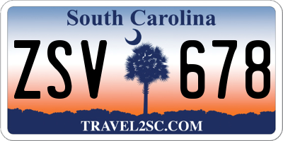 SC license plate ZSV678
