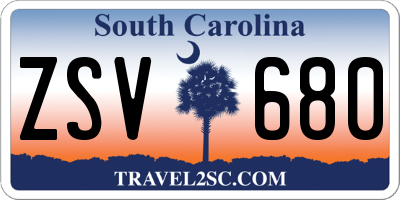 SC license plate ZSV680