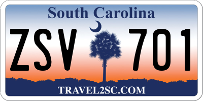 SC license plate ZSV701