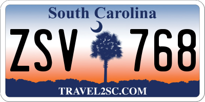 SC license plate ZSV768