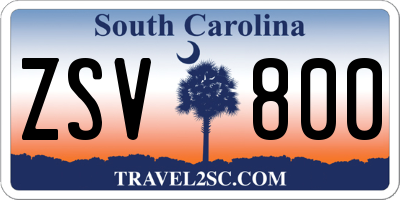 SC license plate ZSV800